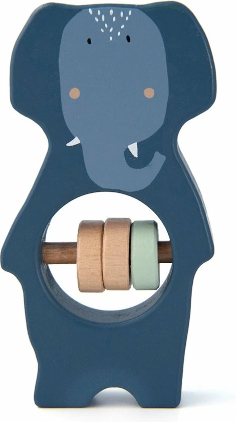 Trixie Rammelaar Mrs. Elephant Junior 11 X 5 Cm Hout Blauw 1 Trixie Rammelaar Mrs. Elephant Junior 11 X 5 Cm Hout Blauw