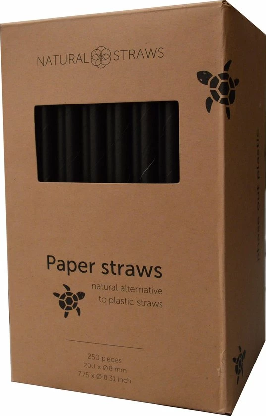 Natural Tableware Natural Straws Papieren Rietjes - Zwart - 250 Stuks - 20 Cm - 100% Composteerbaar 1 Natural Tableware Natural Straws Papieren Rietjes - Zwart - 250 Stuks - 20 Cm - 100% Composteerbaar