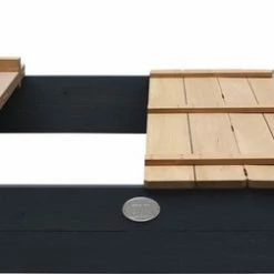 AXI Ella XL Houten Zandbak In Antraciet/Bruin- Met Zitbankjes En Deksel - FSC Hout - 120x120x20cm - Zandbak Voor Kinderen -Duurzamer-speelgoed Winkel 550x252