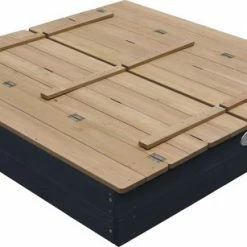 AXI Ella XL Houten Zandbak In Antraciet/Bruin- Met Zitbankjes En Deksel - FSC Hout - 120x120x20cm - Zandbak Voor Kinderen -Duurzamer-speelgoed Winkel 550x307