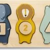 Trixie Houten Telpuzzel | Dieren | Mr. Elephant, Mr. Lion, Mr. Polar Bear | Couting Puzzle | Speelgoed