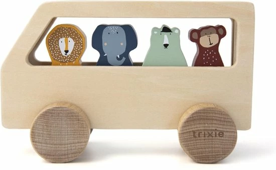 Trixie Houten Animal Bus | Dierenbus | Speelgoed | Mrs. Elephant, Mr. Lion, Mr. Polar Bear, Mr. Monkey 1 Trixie Houten Animal Bus | Dierenbus | Speelgoed | Mrs. Elephant, Mr. Lion, Mr. Polar Bear, Mr. Monkey