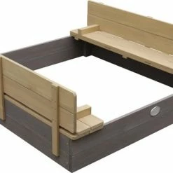 AXI Ella XL Houten Zandbak In Grijs/Bruin - Met Zitbankjes En Deksel - FSC Hout - 120x120x20cm - Zandbak Voor Kinderen -Duurzamer-speelgoed Winkel 550x342 4