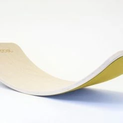 Duurzamer-speelgoed Winkel 39 Wobbel Original Mosterd (geel) - Linnen / Whitewash Houten Balance Board Van 90 Cm Met Geel Wolvilt