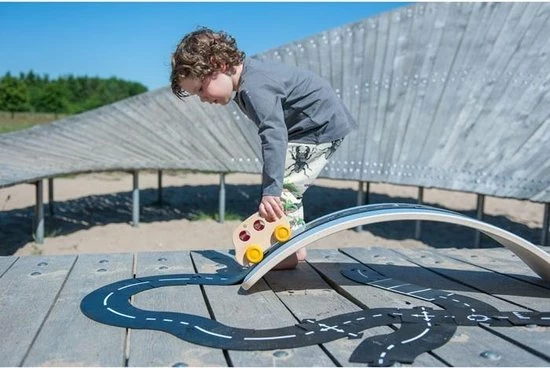 Wobbel Original Lucht (blauw) - Linnen / Whitewash Houten Balance Board Van 90 Cm Met Blauw Wolvilt 4 Wobbel Original Lucht (blauw) - Linnen / Whitewash Houten Balance Board Van 90 Cm Met Blauw Wolvilt - Afbeelding 4