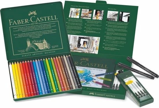 Aquarelpotlood Faber-Castell Albrecht Dürer 24 Stuks + 4x Artist Pen Zwart 1 Aquarelpotlood Faber-Castell Albrecht Dürer 24 Stuks + 4x Artist Pen Zwart
