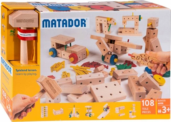 Matador Maker 3+ 108-delig Ki2 Houten Bouwset 1 Matador Maker 3+ 108-delig Ki2 Houten Bouwset