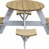 AXI Ufo Picknicktafel Rond Voor 4 Kinderen In Bruin/Wit - Picknick Tafel Van Hout - 120x120x56cm