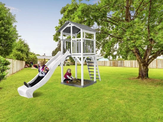 AXI Beach Tower Speeltoestel In Grijs/Wit - Speeltoren Met Zandbak En Witte Glijbaan - FSC Hout - Speelhuis Op Palen Voor De Tuin 15 AXI Beach Tower Speeltoestel In Grijs/Wit - Speeltoren Met Zandbak En Witte Glijbaan - FSC Hout - Speelhuis Op Palen Voor De Tuin - Afbeelding 15