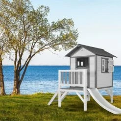 AXI Beach Lodge XL Speelhuis In Wit - Met Verdieping En Witte Glijbaan - Speelhuisje Voor De Tuin / Buiten - FSC Hout - Speeltoestel Voor Kinderen -Duurzamer-speelgoed Winkel 550x412 7