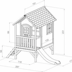 AXI Tom Speelhuis In Bruin/Wit - Met Verdieping En Witte Glijbaan - Speelhuisje Voor De Tuin / Buiten - FSC Hout - Speeltoestel Voor Kinderen -Duurzamer-speelgoed Winkel 550x442 2