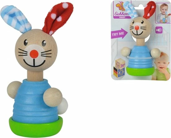 Eichhorn Baby Squeezer Konijn - Houten Rammelaar Met Geluid 4 Eichhorn Baby Squeezer Konijn - Houten Rammelaar Met Geluid - Afbeelding 4