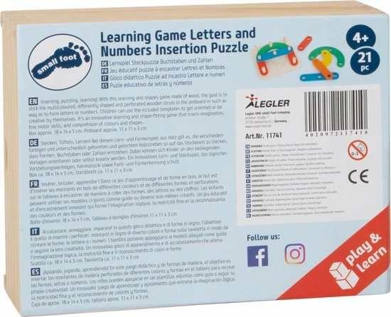 Small Foot Company Small Foot - Learning Game Letters And Numbers Insertion Puzzle 13 Small Foot Company Small Foot - Learning Game Letters And Numbers Insertion Puzzle - Afbeelding 13