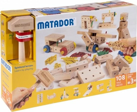 Matador Maker 3+ 108-delig Ki2 Houten Bouwset 3 Matador Maker 3+ 108-delig Ki2 Houten Bouwset - Afbeelding 3