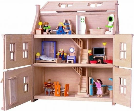Plantoys Houten Victoriaans Poppenhuis 2 Plantoys Houten Victoriaans Poppenhuis - Afbeelding 2