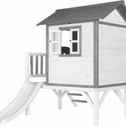 AXI Beach Lodge XL Speelhuis In Wit - Met Verdieping En Witte Glijbaan - Speelhuisje Voor De Tuin / Buiten - FSC Hout - Speeltoestel Voor Kinderen -Duurzamer-speelgoed Winkel 550x456 5