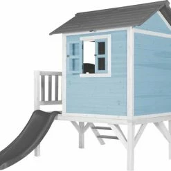 AXI Beach Lodge XL Speelhuis In Caribisch Blauw - Met Verdieping En Grijze Glijbaan - Speelhuisje Voor De Tuin / Buiten - FSC Hout - Speeltoestel Voor Kinderen -Duurzamer-speelgoed Winkel 550x456 7