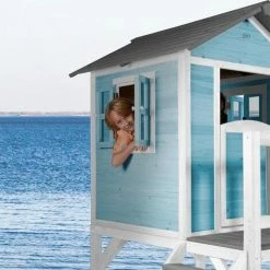 AXI Beach Lodge XL Speelhuis In Caribisch Blauw - Met Verdieping En Grijze Glijbaan - Speelhuisje Voor De Tuin / Buiten - FSC Hout - Speeltoestel Voor Kinderen -Duurzamer-speelgoed Winkel 550x473 7