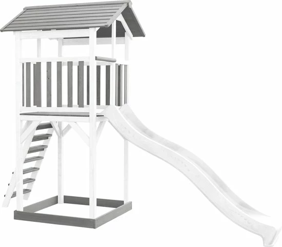 AXI Beach Tower Speeltoestel In Grijs/Wit - Speeltoren Met Zandbak En Witte Glijbaan - FSC Hout - Speelhuis Op Palen Voor De Tuin 2 AXI Beach Tower Speeltoestel In Grijs/Wit - Speeltoren Met Zandbak En Witte Glijbaan - FSC Hout - Speelhuis Op Palen Voor De Tuin - Afbeelding 2