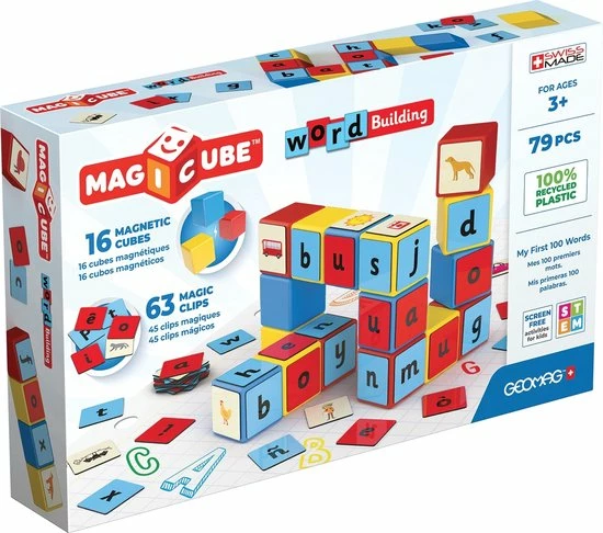 Geomag Magicube Recycled Mijn Eerste 100 Woorden Set - 79-delig 1 Geomag Magicube Recycled Mijn Eerste 100 Woorden Set - 79-delig