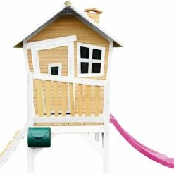 AXI Robin Speelhuis In Bruin/Wit - Met Verdieping En Paarse Glijbaan - Speelhuisje Voor De Tuin / Buiten - FSC Hout - Speeltoestel Voor Kinderen -Duurzamer-speelgoed Winkel 550x495 5