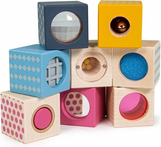 Bigjigs Houten Zintuigen Bouwblokken 1 Bigjigs Houten Zintuigen Bouwblokken