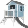 AXI Beach Lodge XL Speelhuis In Caribisch Blauw - Met Verdieping En Grijze Glijbaan - Speelhuisje Voor De Tuin / Buiten - FSC Hout - Speeltoestel Voor Kinderen