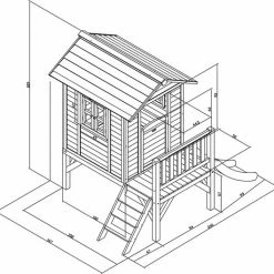 AXI Beach Lodge XL Speelhuis In Caribisch Blauw - Met Verdieping En Grijze Glijbaan - Speelhuisje Voor De Tuin / Buiten - FSC Hout - Speeltoestel Voor Kinderen -Duurzamer-speelgoed Winkel 550x529 3