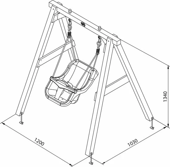 AXI Baby Schommel In Grijs/Wit Met Zitje In Blauw/Geel - FSC Hout - Babyschommel Voor Kindjes Van 9-36 Maanden - Met 4 Grondankers 6 AXI Baby Schommel In Grijs/Wit Met Zitje In Blauw/Geel - FSC Hout - Babyschommel Voor Kindjes Van 9-36 Maanden - Met 4 Grondankers - Afbeelding 6