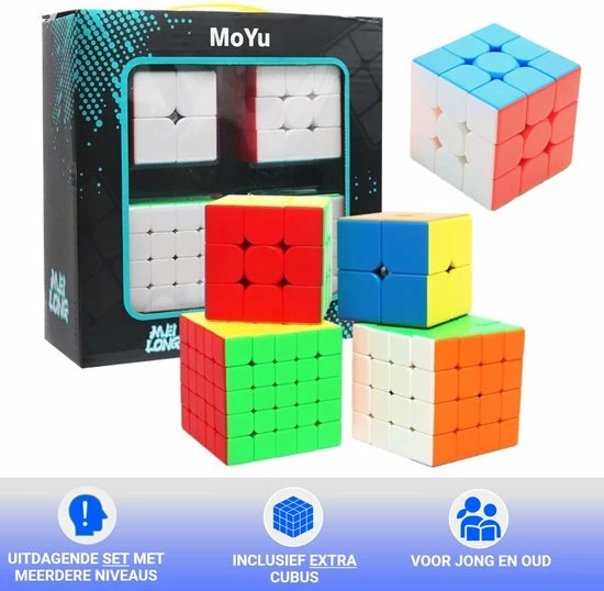 Puzzelkubus ? 2x2, 3x3, 4x4, 5x5 - Extra 3x3 Puzzelkubus - Rubiks Cube - MoYu Speed Cube - Gratis 5x Cubestands - Complete Set 4 Puzzelkubus ? 2x2, 3x3, 4x4, 5x5 - Extra 3x3 Puzzelkubus - Rubiks Cube - MoYu Speed Cube - Gratis 5x Cubestands - Complete Set - Afbeelding 4