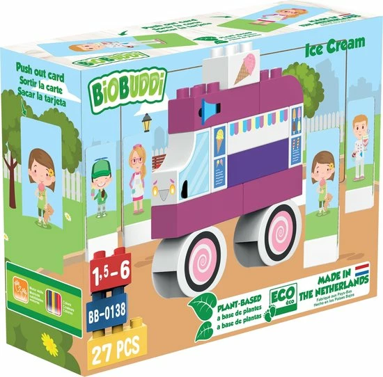 BiOBUDDi Plantaardig Bouwspeelgoed IJscokar - 27-delig 1 BiOBUDDi Plantaardig Bouwspeelgoed IJscokar - 27-delig