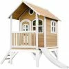 AXI Tom Speelhuis In Bruin/Wit - Met Verdieping En Witte Glijbaan - Speelhuisje Voor De Tuin / Buiten - FSC Hout - Speeltoestel Voor Kinderen