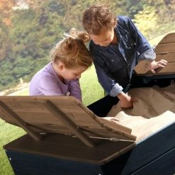 AXI Ella XL Houten Zandbak In Antraciet/Bruin- Met Zitbankjes En Deksel - FSC Hout - 120x120x20cm - Zandbak Voor Kinderen -Duurzamer-speelgoed Winkel 550x550 12