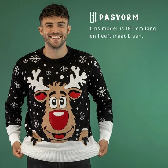 JAP Christmas JAP Foute Kersttrui - Rudolf Het Rendier - Kerstcadeau - Voor Kinderen - Kerst - 3/4 Jaar - Zwart 7 JAP Christmas JAP Foute Kersttrui - Rudolf Het Rendier - Kerstcadeau - Voor Kinderen - Kerst - 3/4 Jaar - Zwart - Afbeelding 7