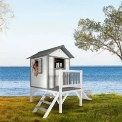 AXI Beach Lodge XL Speelhuis In Wit - Met Verdieping En Witte Glijbaan - Speelhuisje Voor De Tuin / Buiten - FSC Hout - Speeltoestel Voor Kinderen -Duurzamer-speelgoed Winkel 550x550 308