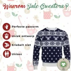 Jule Sweaters Foute Kersttrui Dames & Heren - Christmas Sweater "Klassiek Blauw" - 100% Biologisch Katoen - Kerst Trui Mannen & Vrouwen Maat S -Duurzamer-speelgoed Winkel 550x550 323