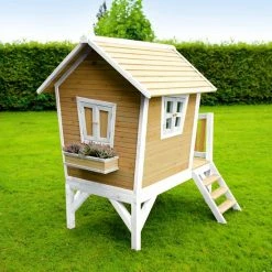 AXI Robin Speelhuis In Bruin/Wit - Met Verdieping En Paarse Glijbaan - Speelhuisje Voor De Tuin / Buiten - FSC Hout - Speeltoestel Voor Kinderen -Duurzamer-speelgoed Winkel 550x550 357