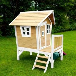 AXI Robin Speelhuis In Bruin/Wit - Met Verdieping En Paarse Glijbaan - Speelhuisje Voor De Tuin / Buiten - FSC Hout - Speeltoestel Voor Kinderen -Duurzamer-speelgoed Winkel 550x550 358