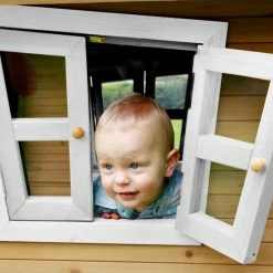 AXI Robin Speelhuis In Bruin/Wit - Met Verdieping En Paarse Glijbaan - Speelhuisje Voor De Tuin / Buiten - FSC Hout - Speeltoestel Voor Kinderen -Duurzamer-speelgoed Winkel 550x550 363