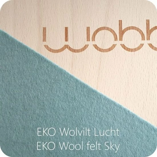 Wobbel Original Lucht (blauw) - Linnen / Whitewash Houten Balance Board Van 90 Cm Met Blauw Wolvilt 2 Wobbel Original Lucht (blauw) - Linnen / Whitewash Houten Balance Board Van 90 Cm Met Blauw Wolvilt - Afbeelding 2