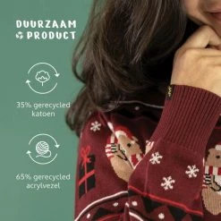 JAP Christmas JAP Foute Kersttrui - Beer Met Geschenk - Kerstcadeau Volwassenen - Dames En Heren - Kerst - 3XL - Donker Rood -Duurzamer-speelgoed Winkel 550x550 442