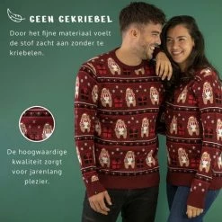 JAP Christmas JAP Foute Kersttrui - Beer Met Geschenk - Kerstcadeau Volwassenen - Dames En Heren - Kerst - 3XL - Donker Rood -Duurzamer-speelgoed Winkel 550x550 443