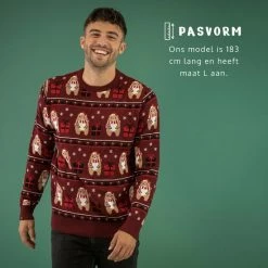 JAP Christmas JAP Foute Kersttrui - Beer Met Geschenk - Kerstcadeau Volwassenen - Dames En Heren - Kerst - 3XL - Donker Rood -Duurzamer-speelgoed Winkel 550x550 445