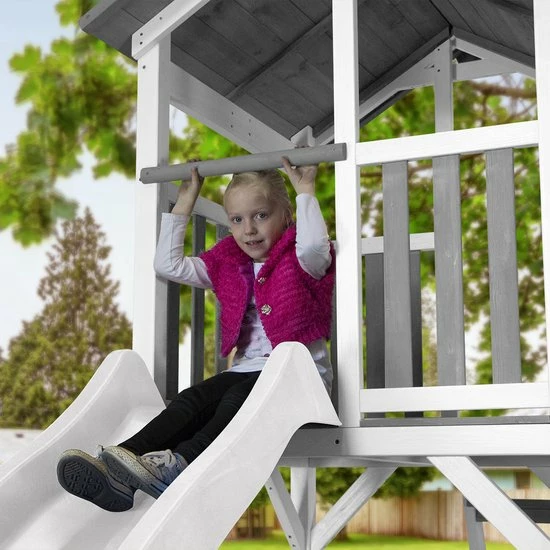 AXI Beach Tower Speeltoestel In Grijs/Wit - Speeltoren Met Zandbak En Witte Glijbaan - FSC Hout - Speelhuis Op Palen Voor De Tuin 10 AXI Beach Tower Speeltoestel In Grijs/Wit - Speeltoren Met Zandbak En Witte Glijbaan - FSC Hout - Speelhuis Op Palen Voor De Tuin - Afbeelding 10