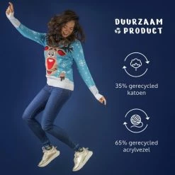 JAP Christmas JAP Foute Kersttrui - Rudolf Het Rendier - Kerstcadeau - Voor Kinderen - Kerst - 5/6 Jaar - Licht Blauw -Duurzamer-speelgoed Winkel 550x550 574