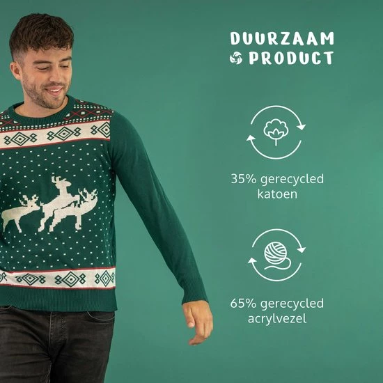 JAP Christmas JAP Foute Kersttrui - Rendier Trio - Kerstcadeau Volwassenen - Dames En Heren - Kerst - 2XL - Blauw 4 JAP Christmas JAP Foute Kersttrui - Rendier Trio - Kerstcadeau Volwassenen - Dames En Heren - Kerst - 2XL - Blauw - Afbeelding 4