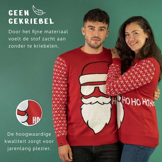 JAP Christmas JAP Foute Kersttrui - Santa Ho Ho Ho - Kerstcadeau Volwassenen - Dames En Heren - Kerst - 4XL - Rood 4 JAP Christmas JAP Foute Kersttrui - Santa Ho Ho Ho - Kerstcadeau Volwassenen - Dames En Heren - Kerst - 4XL - Rood - Afbeelding 4