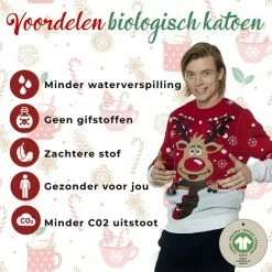 Jule Sweaters Foute Kersttrui Dames & Heren - Christmas Sweater "Rudolf Met Sjaal" - 100% Biologisch Katoen - Kerst Trui Mannen & Vrouwen Maat M -Duurzamer-speelgoed Winkel 550x550 74