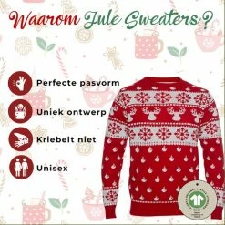 Jule Sweaters Foute Kersttrui Dames & Heren - Christmas Sweater "Klassiek Rood" - 100% Biologisch Katoen - Kerst Trui Mannen & Vrouwen Maat XXL -Duurzamer-speelgoed Winkel 550x550 742