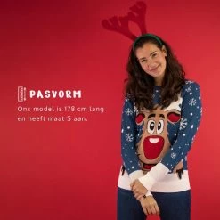 JAP Christmas JAP Foute Kersttrui - Rudolf Het Rendier - Kerstcadeau Volwassenen - Dames En Heren - Kerst - M - Donker Blauw -Duurzamer-speelgoed Winkel 550x550 823